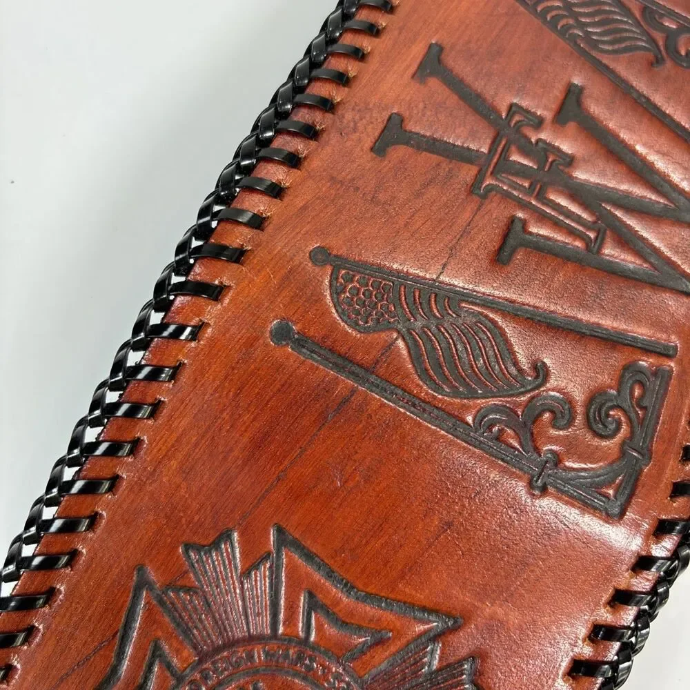VFW Veteran Foreign Wars Leather Wallet Tooled Brown Billfold New
